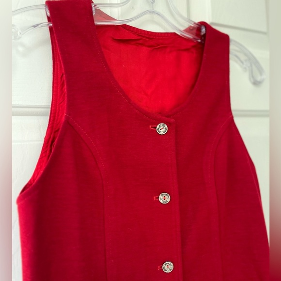 Vintage Mod Button-Front Sleeveless Shift Dress S Red - Picture 6 of 13